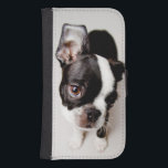 Edison Boston Terrierpuppy. Samsung S4 Plånboksfodral<br><div class="desc">Nyfiket</div>