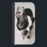 Edison Boston Terrierpuppy. Samsung S4 Plånboksfodral<br><div class="desc">Nyfiket</div>