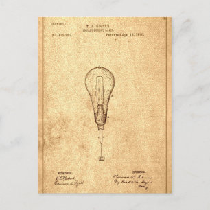 Edison Bulb Patent Vykort