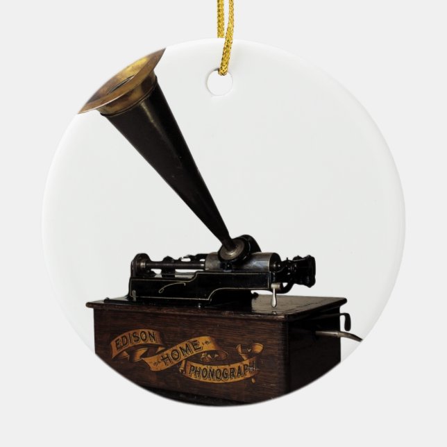 Edison hem- Phonograph Julgransprydnad Keramik (Framsidan)