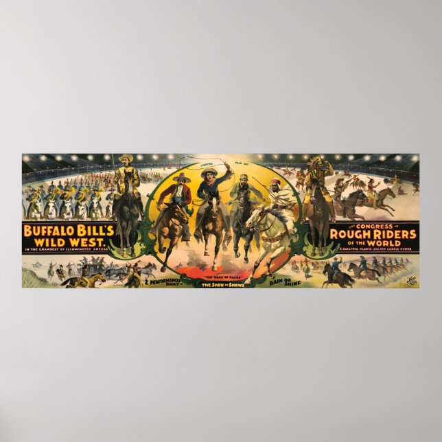 Edison Ljus Buffalo Bill Show 1895 Poster (Framsidan)