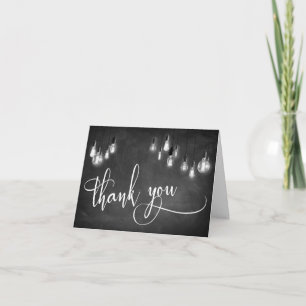 Edison Ljus Chalkboard Typography Tack Kort
