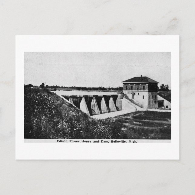 Edison Power House och Dam Belleville, Michigan Vykort (Framsida)