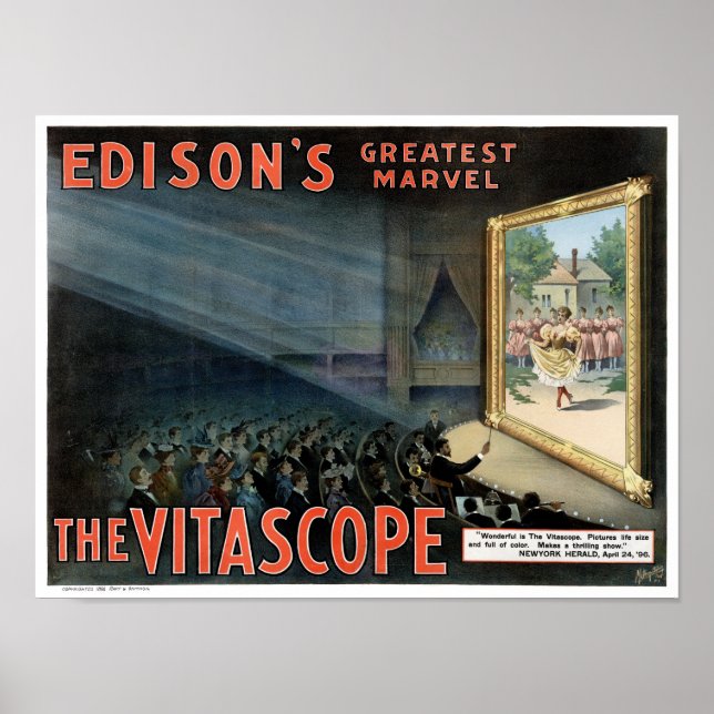 Edison Vitascope 1896 återställde Vintage affisch (Framsidan)
