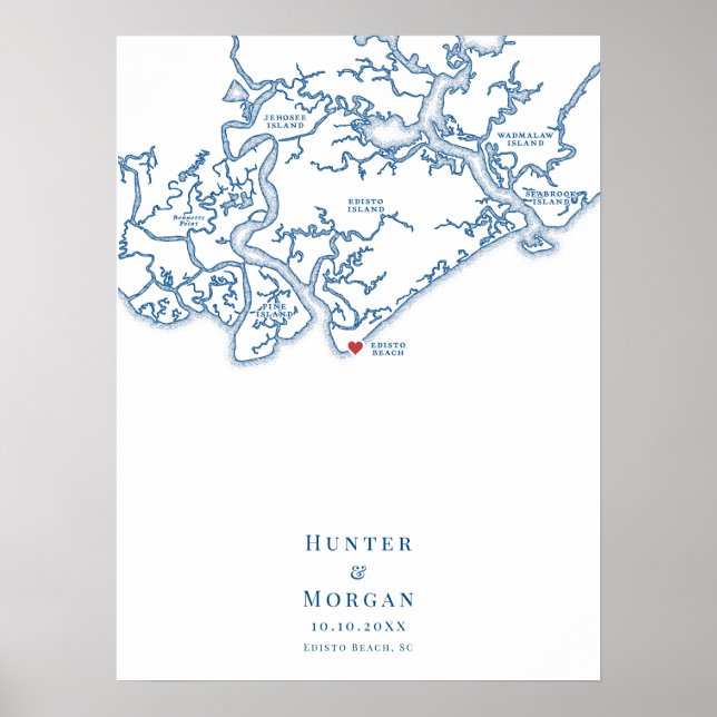Edisto Beach Alternativ Bröllopsgästbok Poster (Framsidan)