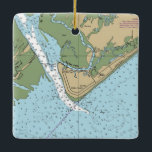 Edisto Beach South Carolina Chart Julgransprydnad Keramik<br><div class="desc">Edisto Beach,  South Carolina julprydnad gjord med NOAA-diagram.</div>