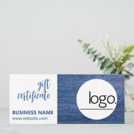 EDITABEL DENIM BLUE LOGOTYP BUSINESS GIFT CERTIFIC