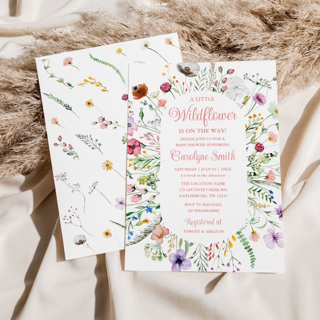 Editable A Little WildblomBaby Shower Inbjudningar (Skapare uppladdad)