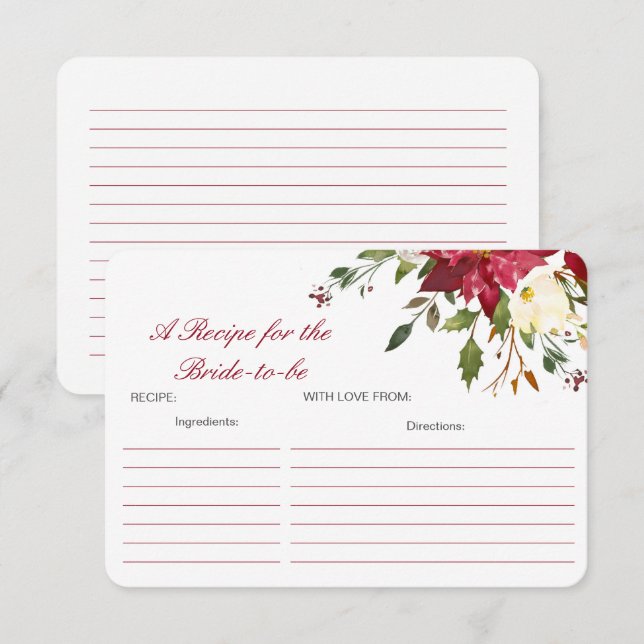 Editable A Recipe for the Bride-to-be Card Tilläggskort (Fram/baksida)