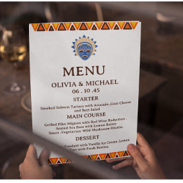 Editable African Tribal Mask Ethnic Wedding  Meny