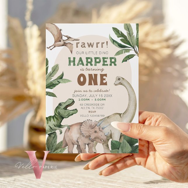 Editable "AGE" Dinosaurs Trex Wild Birthday Inbjudningar (Skapare uppladdad)