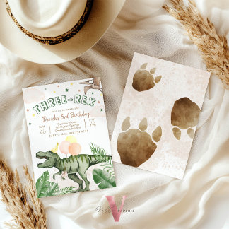 Editable "AGE" Dinosaurs Trex Wild Birthday Inbjudningar