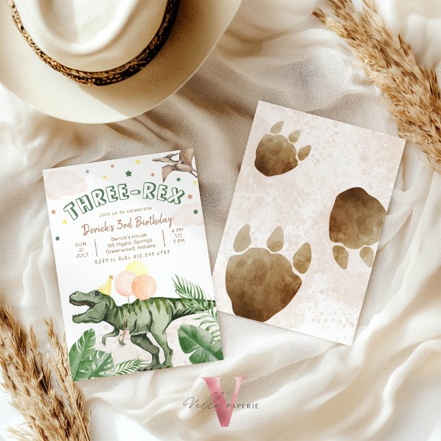 Editable "AGE" Dinosaurs Trex Wild Birthday Inbjudningar (Skapare uppladdad)