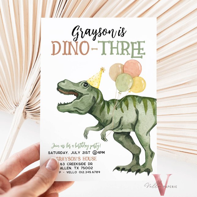 Editable AGE T-Rex Dinosaurs Birthday Roligt Cute Inbjudningar (Skapare uppladdad)