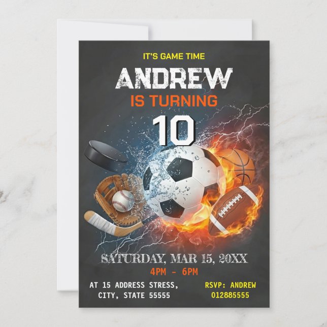 Editable All Star Sports Birthday Invitation Inbjudningar (Framsida)