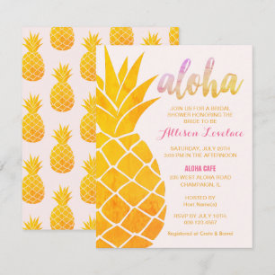 Editable Aloha Tropical Möhippa Inbjudningar