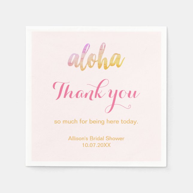 Editable Aloha Tropical Möhippa Pappersservett (Framsidan)