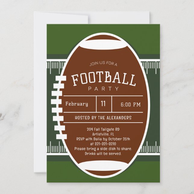 Editable American Football Party Inbjudningar (Framsida)
