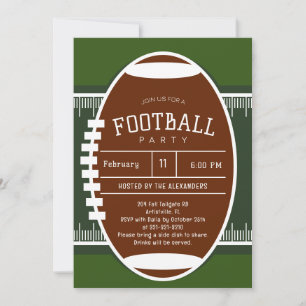 Editable American Football Party Inbjudningar