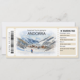 Editable Andorra Flygplan biljett, Andorra Resa Inbjudningar