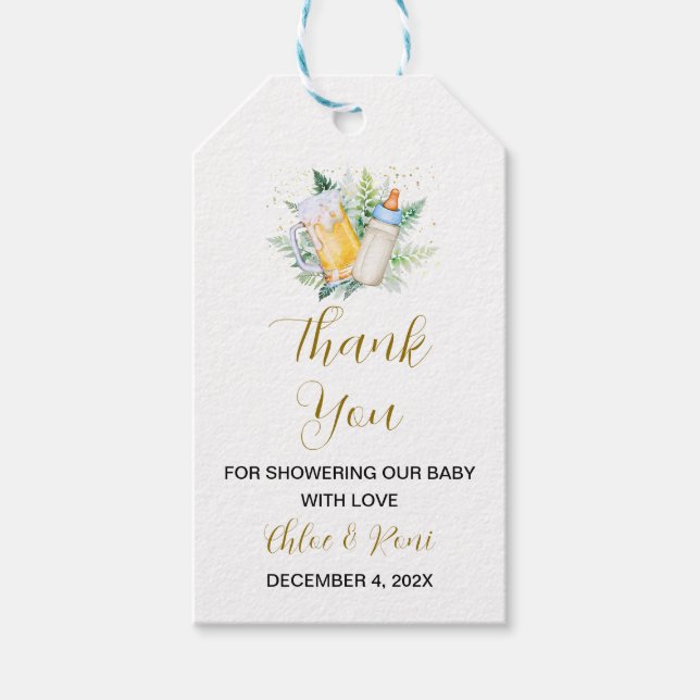 Editable Baby är Brewn Baby Shower Tack Märkre Presentetikett (Framsidan)