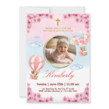 Editable Baby Girl Baptism Invitation 