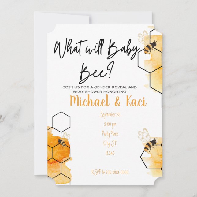 EDITABLE, baby shower, gender reveal, invitation Inbjudningar (Framsida)