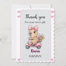 Editable Baby Shower Thank You Card Cute capybara Inbjudningar