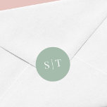Editable Background Färg Bröllop Monogram Runt Klistermärke<br><div class="desc">Den här dekalen i monogrammet bröllop har initialerna på paret bröllop i vitt mot en redigerbar bakgrund färg. Om du vill ändra den från sidans grönt till den färg du väljer klickar du på anpassningsknappen. Se andra matchande bröllop-objekt här https://www.zazzle.com/collections/editable_color_border_round_monogram_wedding_2-119619471056087815?rf=238364477188679314&tc=rc . Anpassa den genom att ersätta platshållartexten. Om du vill...</div>