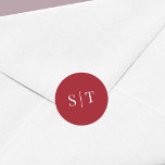 Editable Background Färg Bröllop Monogram Runt Klistermärke<br><div class="desc">Den här dekalen i monogrammet bröllop har initialerna på paret bröllop i vitt mot en redigerbar bakgrund färg. Om du vill ändra den från ruterrött till valfri färg klickar du på anpassningsknappen. Se andra matchande bröllop-objekt här https://www.zazzle.com/collections/editable_color_gold_round_monogram_wedding_2-119288986699154206?rf=238364477188679314&tc=rc . Anpassa den genom att ersätta platshållartexten. Om du vill ha fler alternativ,...</div>