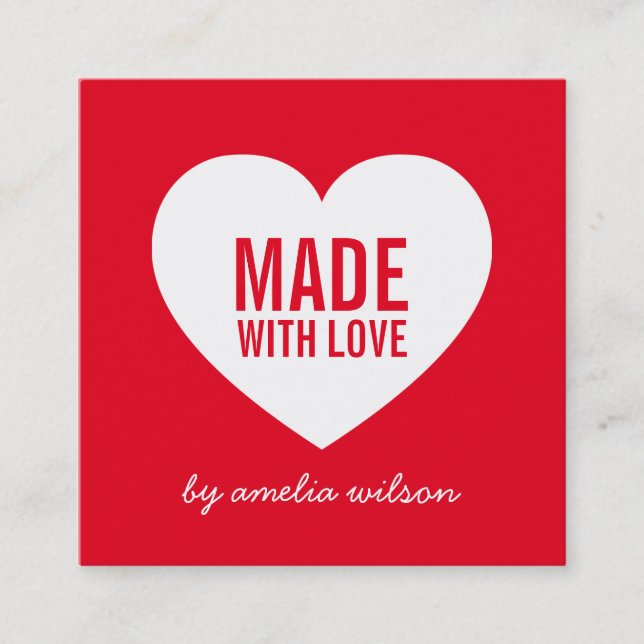 Editable Background Färg Modern Made med Kärlek Fyrkantigt Visitkort (Framsida)