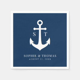 Editable Background Färg Monogram Anchor Bröllop Pappersservett