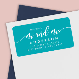Editable Background Färg Script Future Mr & Mrs. Adressetikett