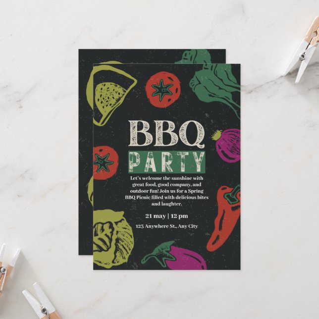 Editable Backyard BBQ Game Night Invitation  Inbjudningar (Fram/Back In Situ)