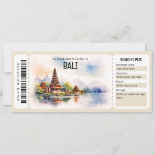Editable Bali Flygplan-boardingpass Biljett Inbjudningar