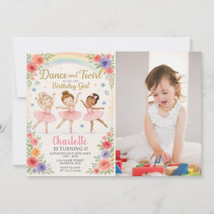 Editable Ballerina Birthday Call for Girls Inbjudningar