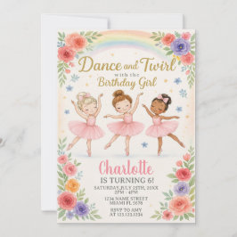 Editable Ballerina Birthday Call for Girls Inbjudningar
