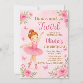 Editable Ballerina Birthday-inbjudan Inbjudningar