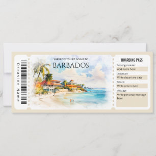Editable Barbados Flygplan Boarding Pass Biljett Inbjudningar