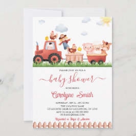 Editable Barnyard Boskap Baby Shower Inbjudningar