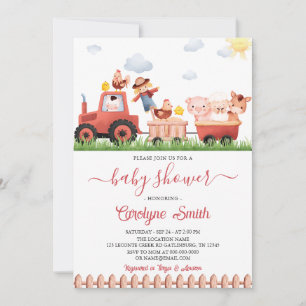 Editable Barnyard Boskap Baby Shower Inbjudningar