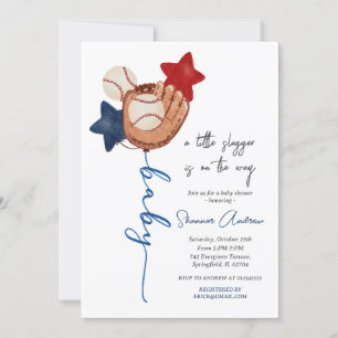 Editable Baseball Baby Shower Little Rookie Inbjudningar
