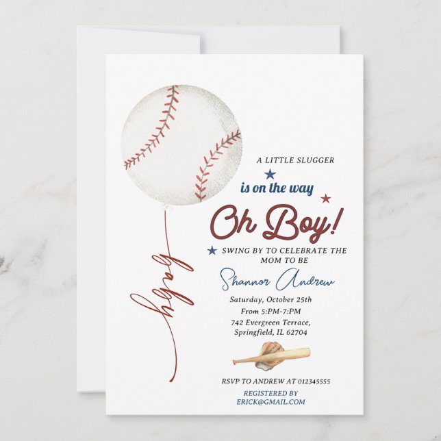 Editable Baseball Baby Shower Rookie Baby Sprinkle Inbjudningar (Framsida)