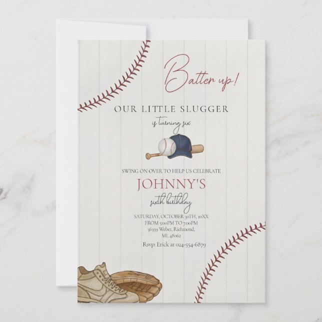 Editable Baseball Birthday Invitation Inbjudningar (Framsida)