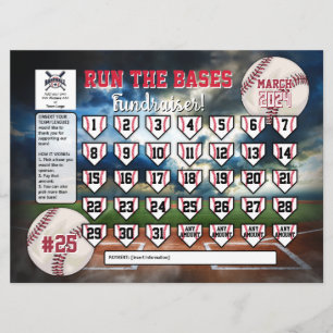 Editable Baseball Calendar Fundraiser Flyer Inbjudningar