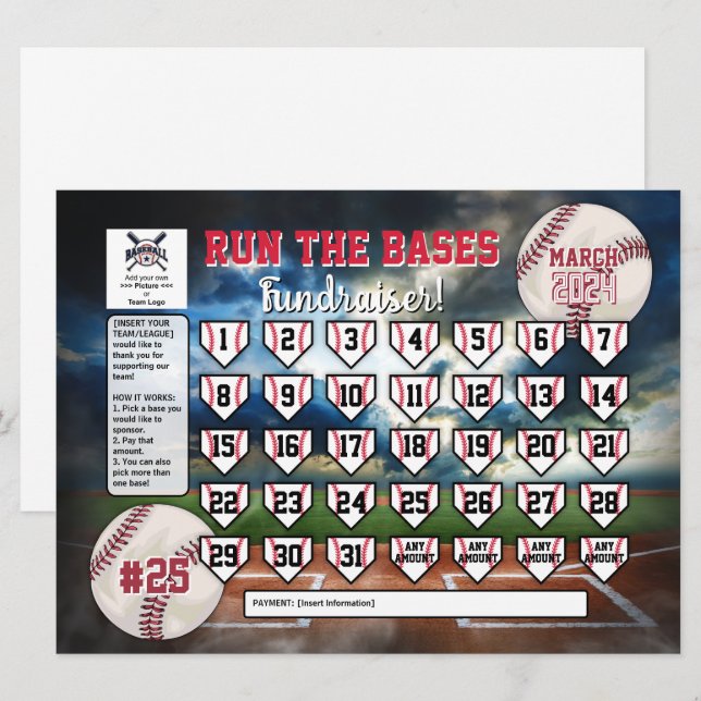Editable Baseball Calendar Fundraiser Flyer Inbjudningar | Zazzle.se