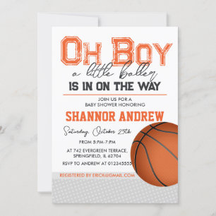 Editable Basketball Baby Shower Inbjudningar