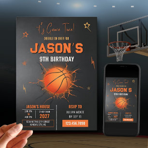 Editable Basketball Birthday Inbjudningar