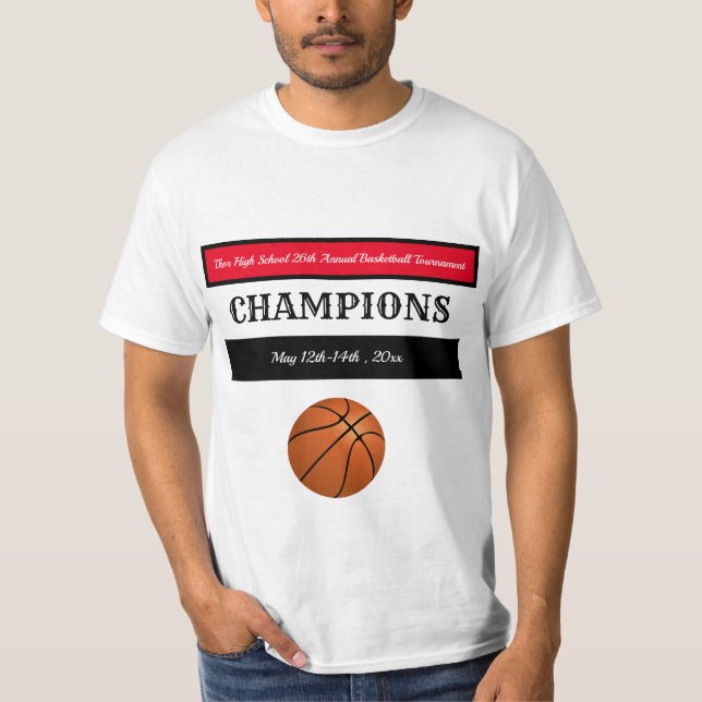 Editable Basketball Champions T Shirt (Framsida)
