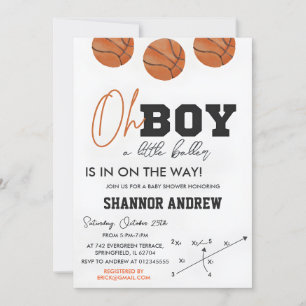 Editable Basketball Oh Boy Baby Shower Inbjudningar